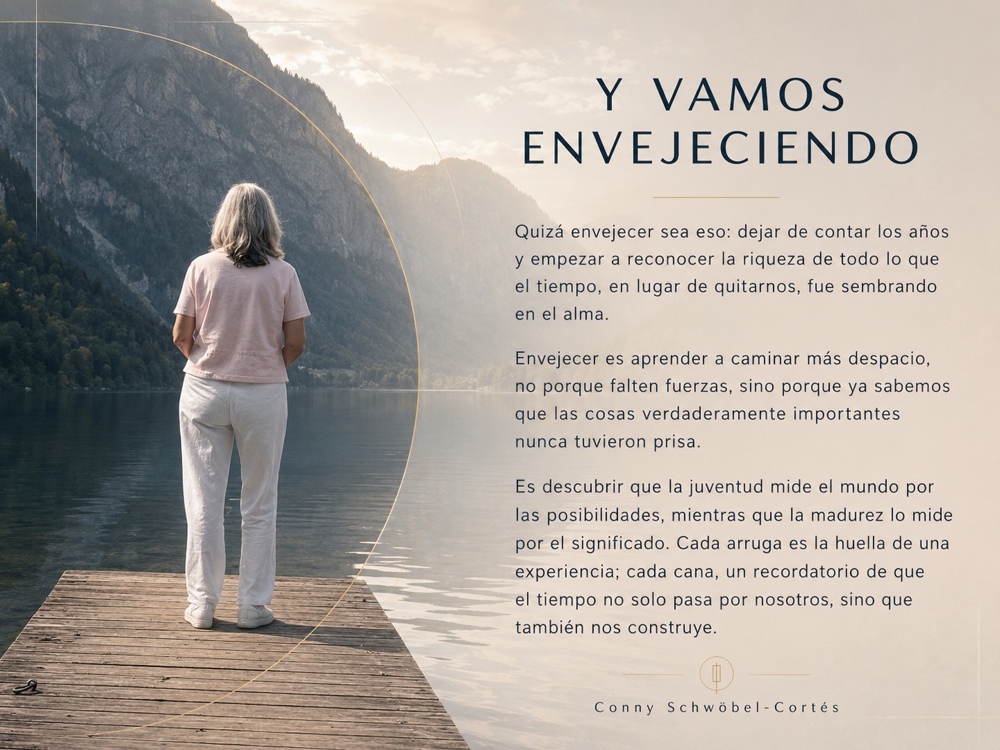 Y vamos envejeciendo: reflexión ilustrada frente a un lago de montaña